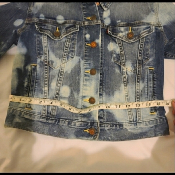 Custom Levi's Jacket Coat Denim Jean Tiedye acid wash bleach Sz Small - Picture 8 of 9